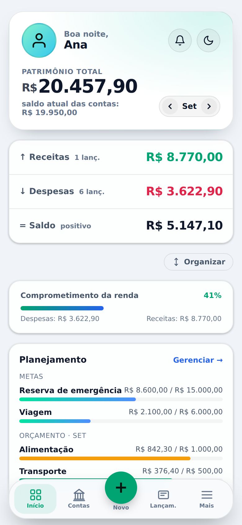 Visão geral do Tem Saldo no celular